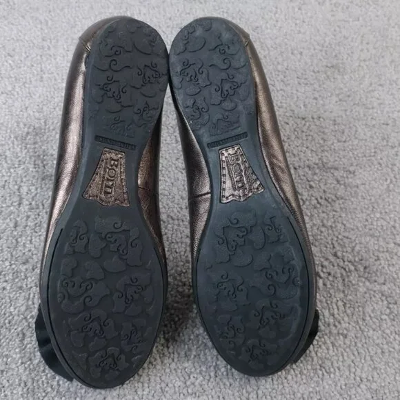 Born Molly Ballet Flats Womens 6 Comfort Shoes Slip On Bow Brown Bronze Leather - Picture 4 of 11